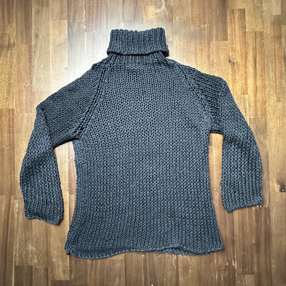 Von Saken Sweater Womens 2 Turtleneck Chunky Knit Pullover Ramie Blend